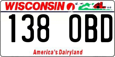 WI license plate 138OBD