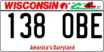 WI license plate 138OBE