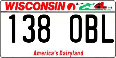 WI license plate 138OBL