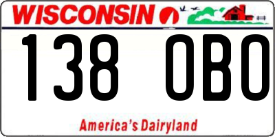 WI license plate 138OBO