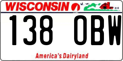 WI license plate 138OBW
