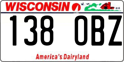 WI license plate 138OBZ