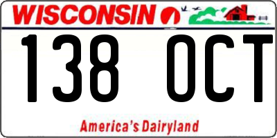 WI license plate 138OCT