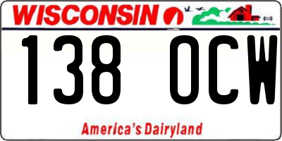 WI license plate 138OCW