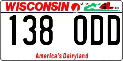 WI license plate 138ODD