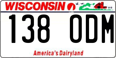 WI license plate 138ODM