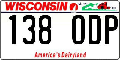 WI license plate 138ODP