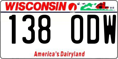 WI license plate 138ODW