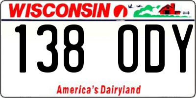 WI license plate 138ODY