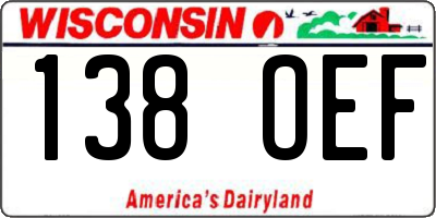 WI license plate 138OEF