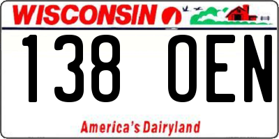WI license plate 138OEN