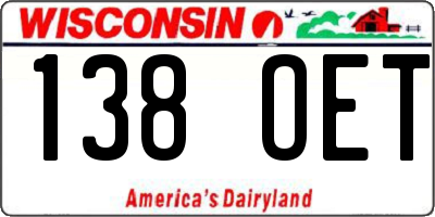 WI license plate 138OET