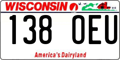 WI license plate 138OEU