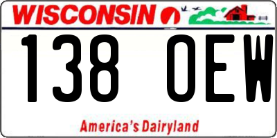 WI license plate 138OEW