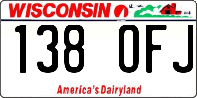 WI license plate 138OFJ