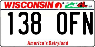 WI license plate 138OFN