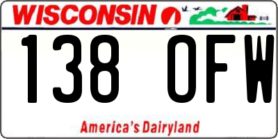 WI license plate 138OFW