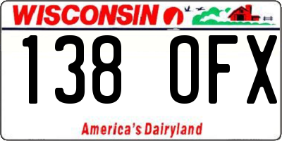 WI license plate 138OFX