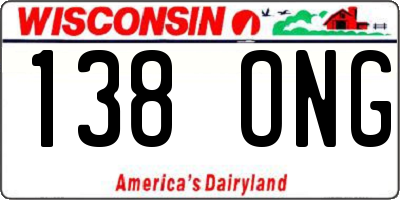 WI license plate 138ONG