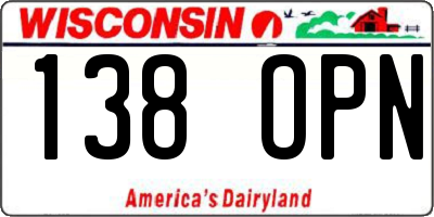 WI license plate 138OPN