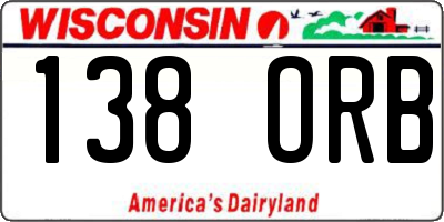 WI license plate 138ORB