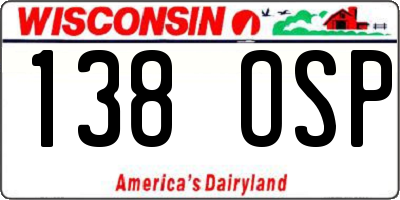 WI license plate 138OSP