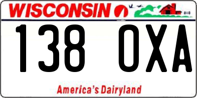 WI license plate 138OXA