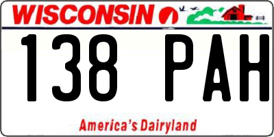 WI license plate 138PAH