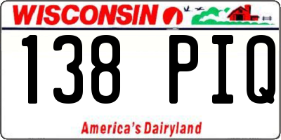 WI license plate 138PIQ