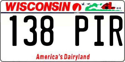 WI license plate 138PIR