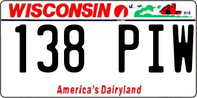 WI license plate 138PIW
