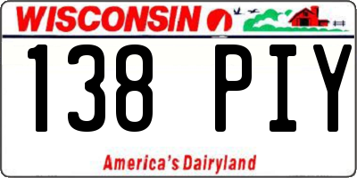 WI license plate 138PIY