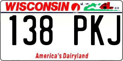 WI license plate 138PKJ