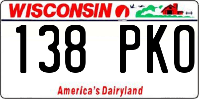 WI license plate 138PKO
