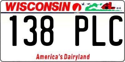WI license plate 138PLC