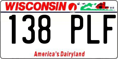 WI license plate 138PLF