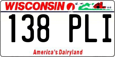 WI license plate 138PLI