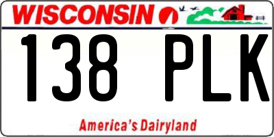 WI license plate 138PLK