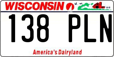 WI license plate 138PLN