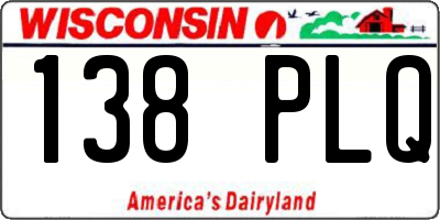 WI license plate 138PLQ