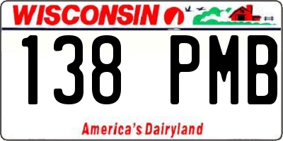 WI license plate 138PMB