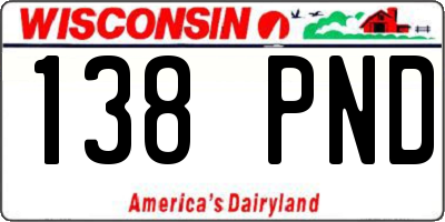 WI license plate 138PND