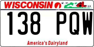 WI license plate 138PQW