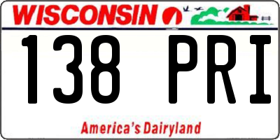 WI license plate 138PRI