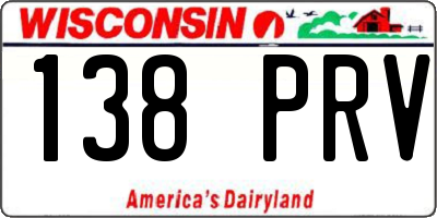 WI license plate 138PRV