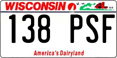 WI license plate 138PSF