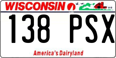 WI license plate 138PSX