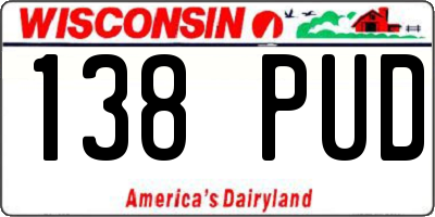 WI license plate 138PUD