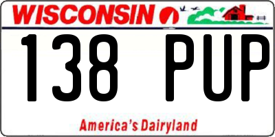 WI license plate 138PUP
