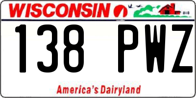 WI license plate 138PWZ